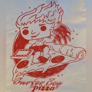 POP Stranger Things “surfer boy pizza” t-shirt.